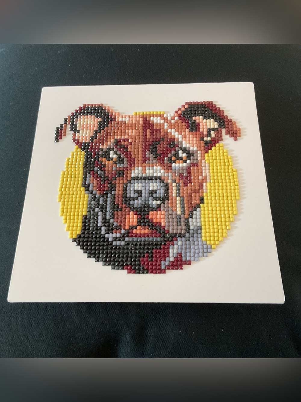 Cute Pit Bull Diamond Painting – Bright Yellow Background, Pet Lover Gift.
